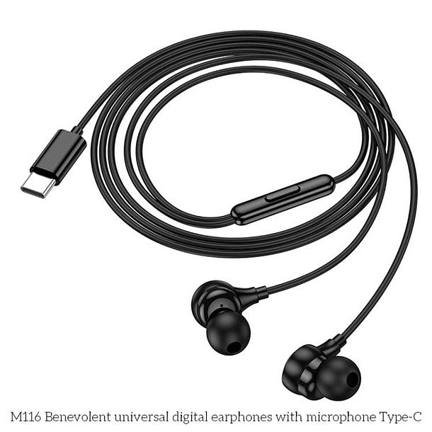 Audífono USB-C con cable M116 hoco Negro  2