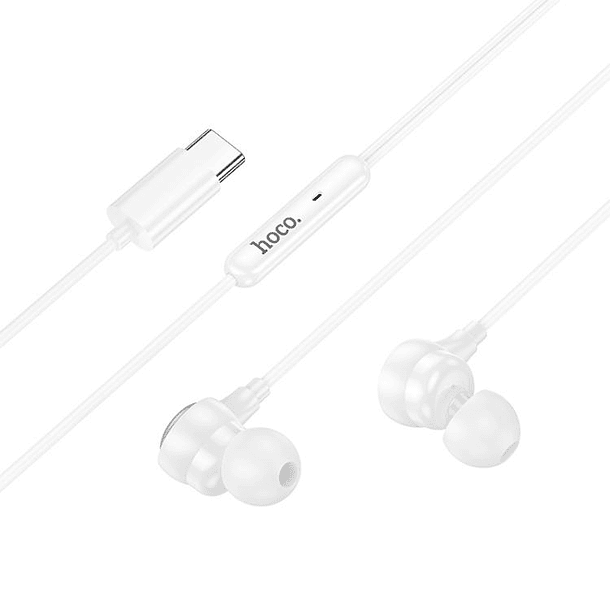 Audífono USB-C con cable M116 hoco Blanco  2