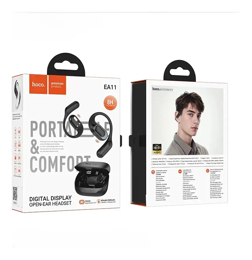 Audífonos In Ear Bluetooth Hoco Ea11 Negro Negro 4