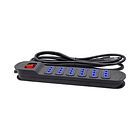 Alargador multiple 6 entradas con switch 3 MTS Negro PHILCO  2