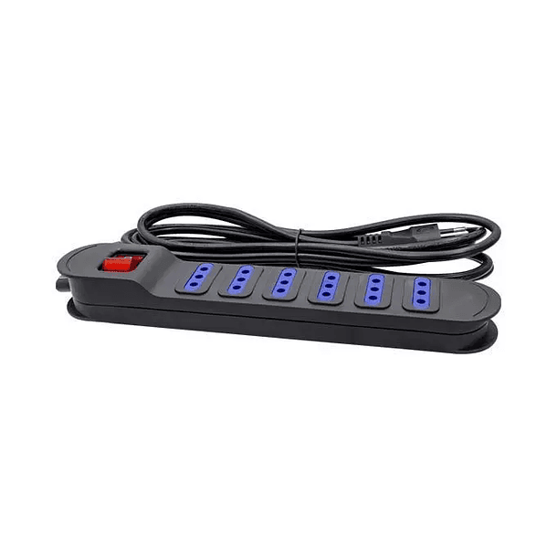 Alargador multiple 6 entradas con switch 3 MTS Negro PHILCO  2