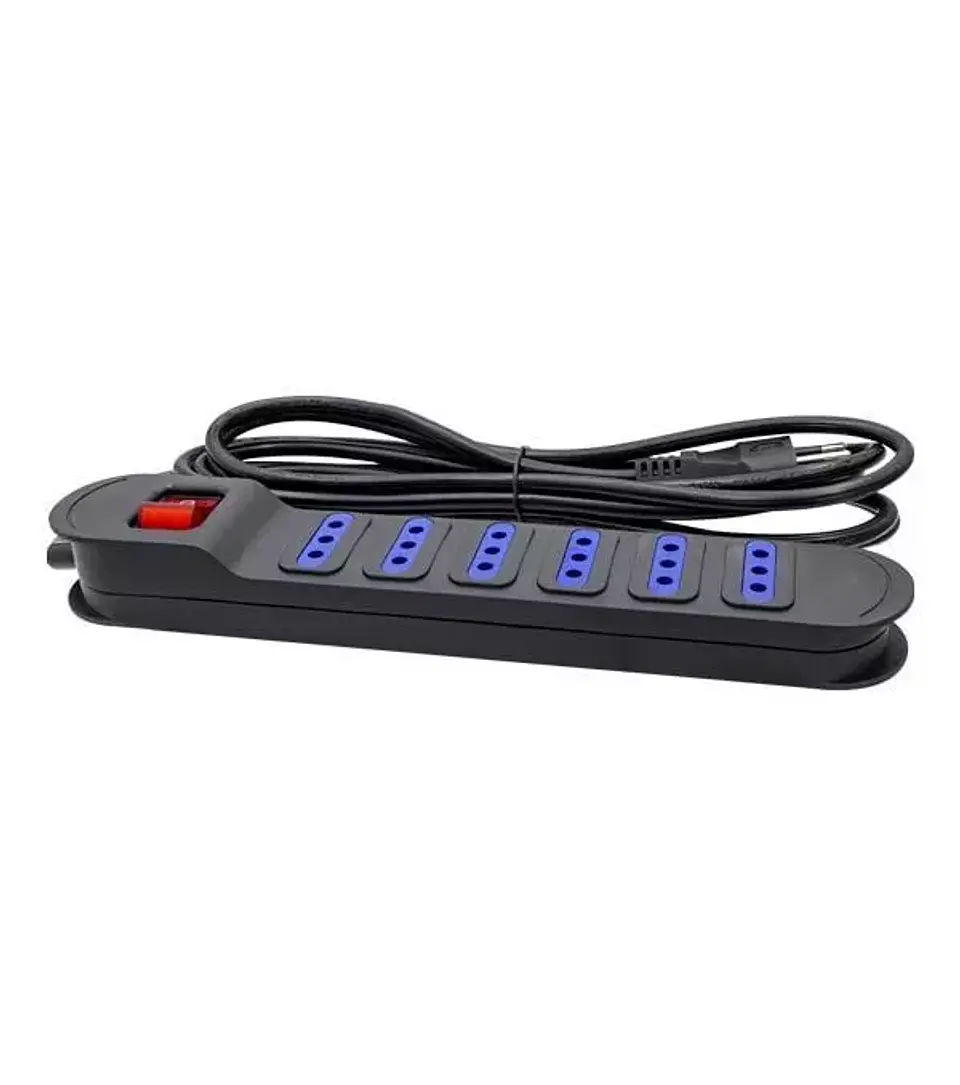 Alargador multiple 6 entradas con switch 3 MTS Negro PHILCO  2