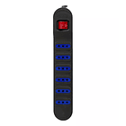 Alargador multiple 6 entradas con switch 3 MTS Negro PHILCO  1