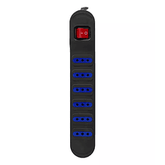 Alargador multiple 6 entradas con switch 3 MTS Negro PHILCO 