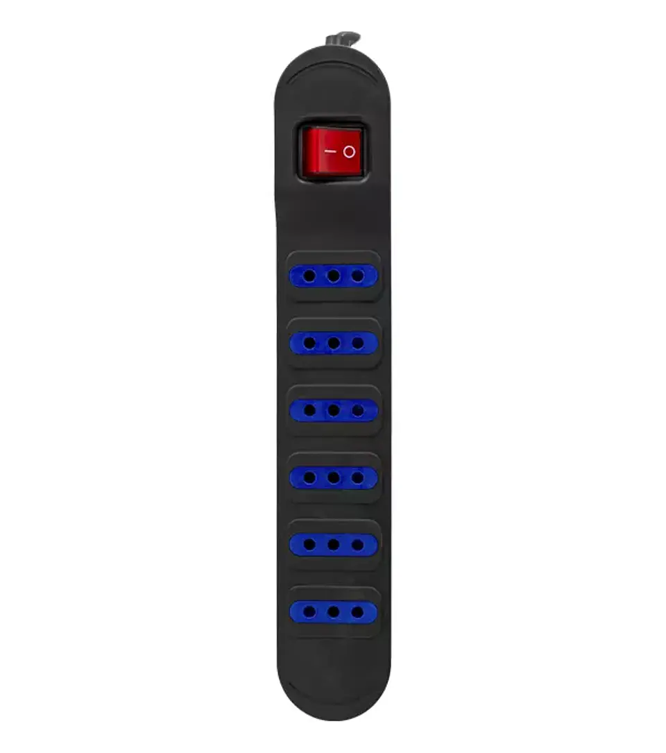 Alargador multiple 6 entradas con switch 3 MTS Negro PHILCO  1