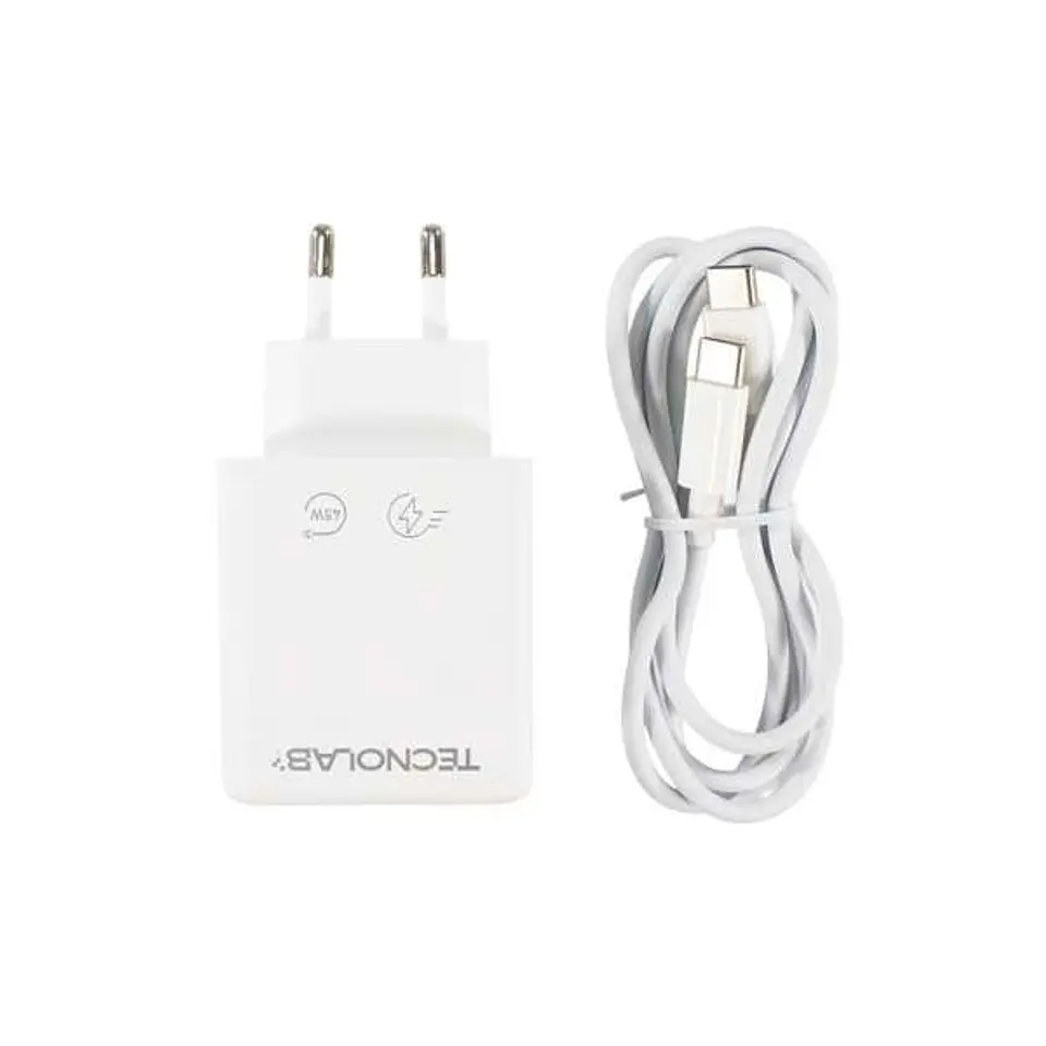 Cargador de pared USB-C a C + 1USB 3.0 45W con cable 4