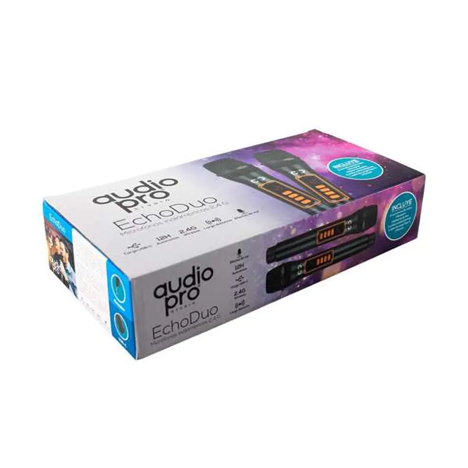 PAR DE MICROFONOS AUDIOPRO INALAMBRICO 2,4 G. CARGA TIPO C. AUTONOMIA DE 12 HRS. 4