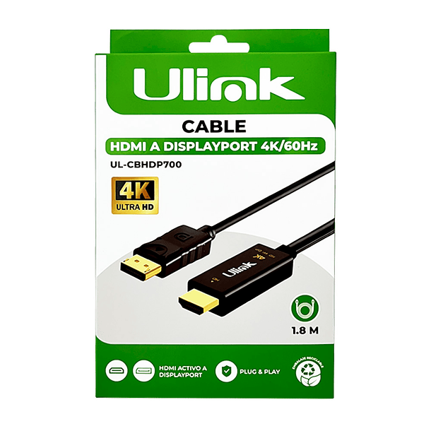 Cable HDMI a display port 4K/60HZ 1.8M  2