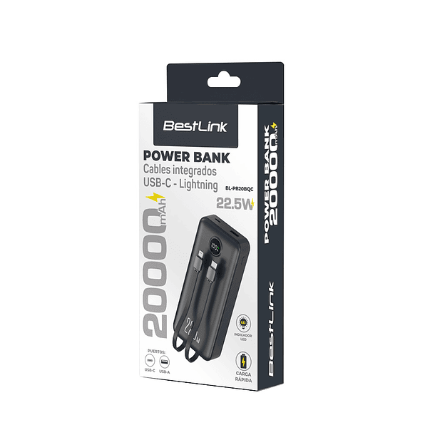 Powerbank 20.000 mah 22.5w incluye dos cables iphone y Usb C DUAL IMPUT 3