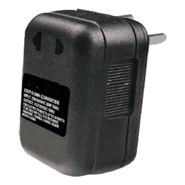 Transformador de voltaje tecnolab 220/240V entrada 110/120V hasta 50W 