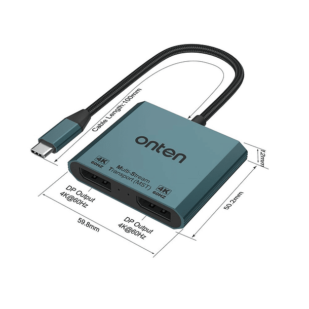 Adaptador USB-C a Doble DisplayPort 4K 2