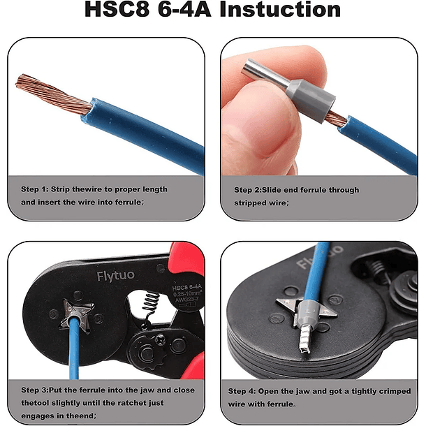 Alicate Crimpeadora Prensa Trinquete + 1200 Terminales 5