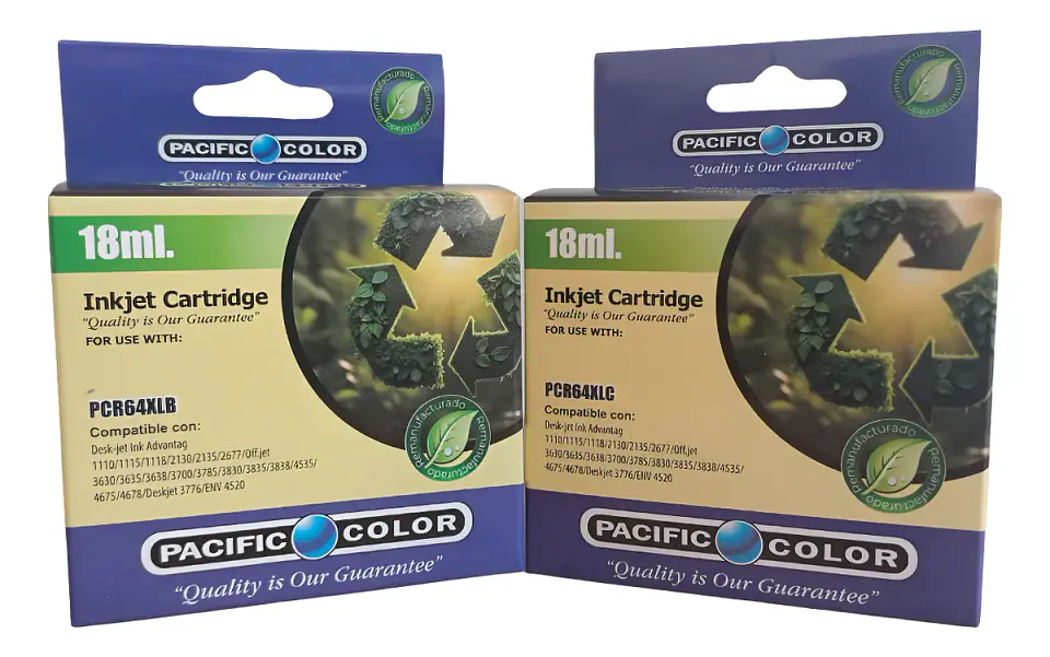 Pack tinta impresoras HP 664XL 18ML Negro/Color Pacific color  1