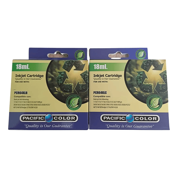 Pack tinta impresoras HP 664XL 18ML Negro/Color Pacific color  2