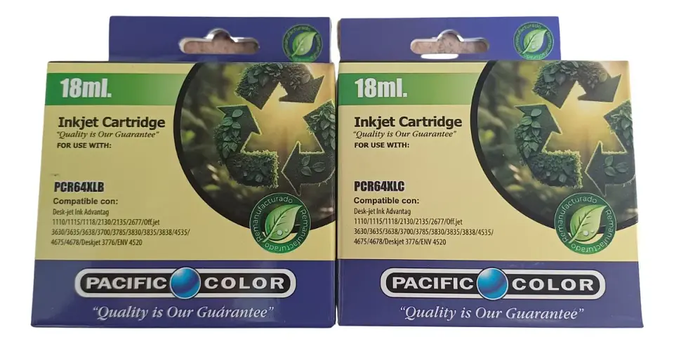 Pack tinta impresoras HP 664XL 18ML Negro/Color Pacific color  2