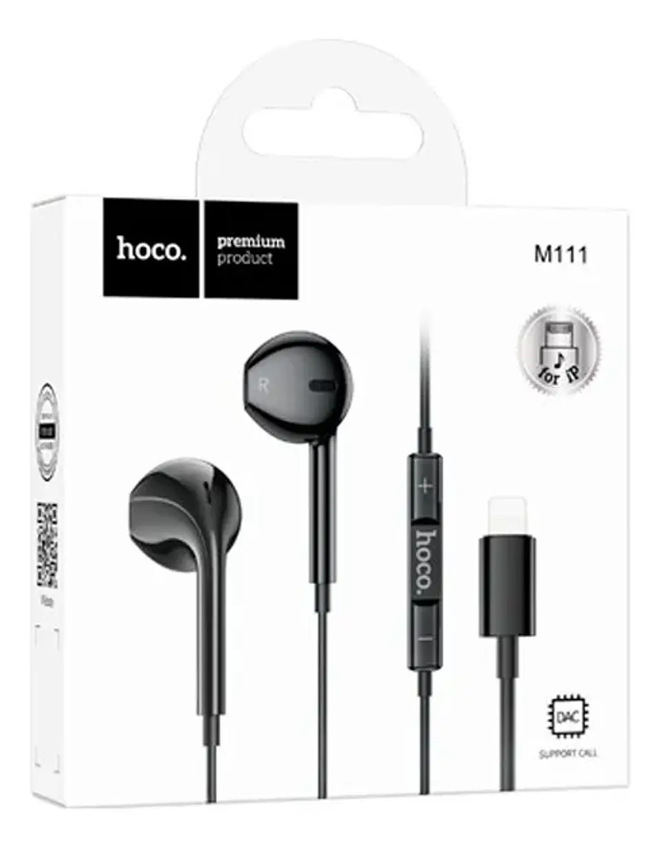 Audífono Lightning M111 con cable Negro  2