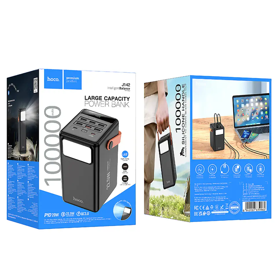Power Bank HOCO J142 100000mAH Negro  6