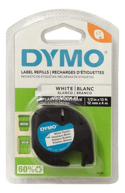 Etiqueta Plastica Dymo Blanca - 12mm X 4m Color Blanco 