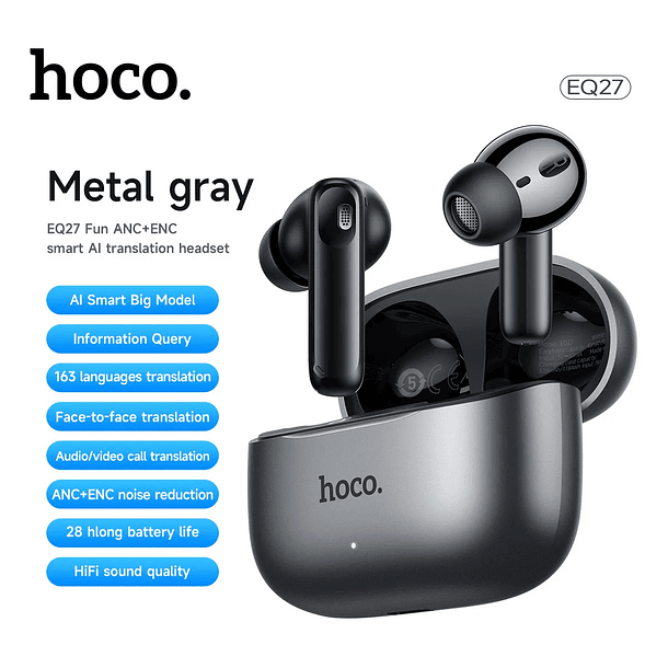 Audifonos Bluetooth ANC+ENC IA TRANSLATION HOCO EQ27  4