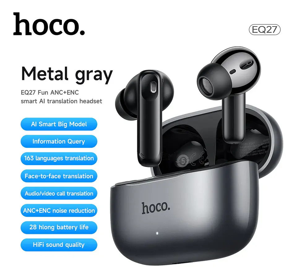 Audifonos Bluetooth ANC+ENC IA TRANSLATION HOCO EQ27  4