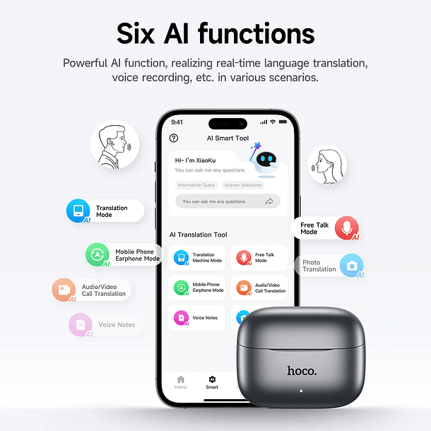 Audifonos Bluetooth ANC+ENC IA TRANSLATION HOCO EQ27  6