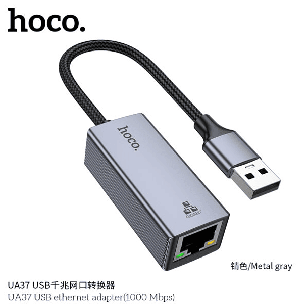Adaptador USB a RJ45 Gigabite HOCO UA37  2