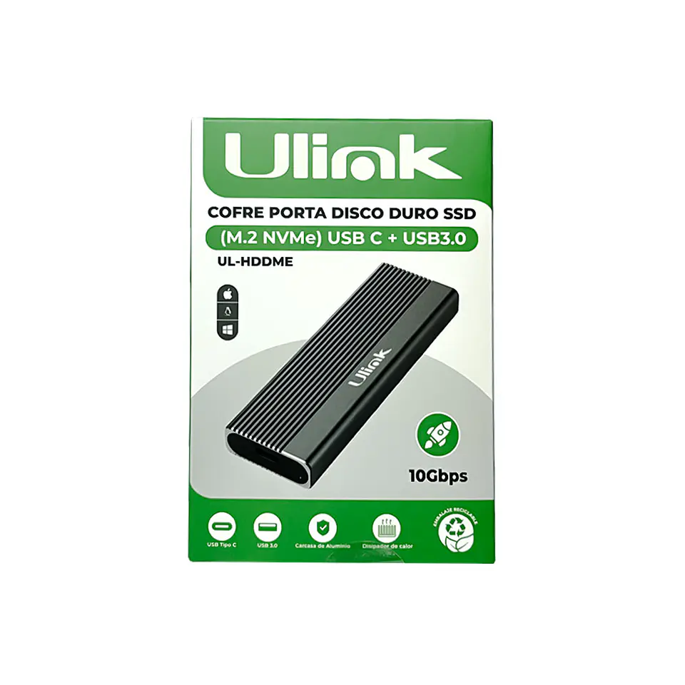 Cofre porta disco duro NVME conexión USB-C + USB3.0 3