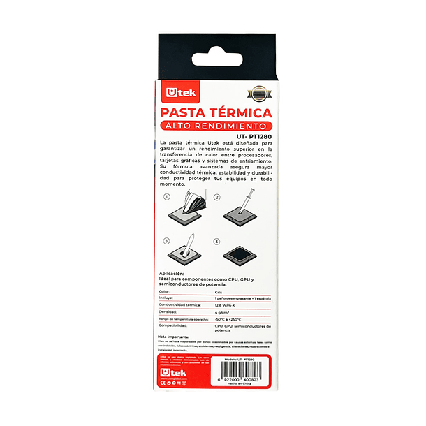 Pasta térmica conductividad 4g Utek 3