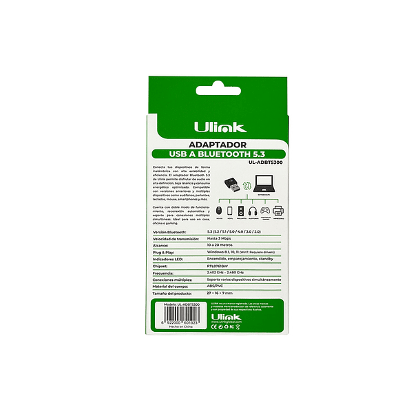 Adaptador USB Bluetooth 5.3 Ulink  2