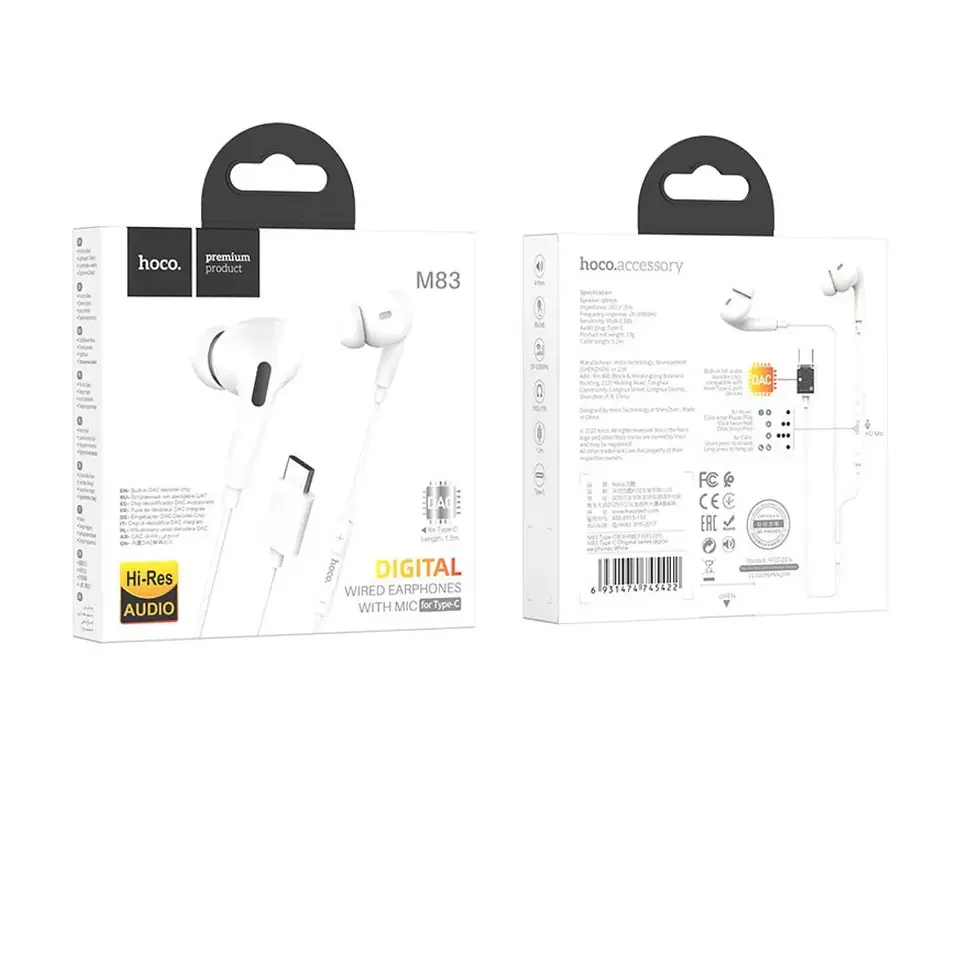 Audifonos manos libres M83 USB-C Blanco 2