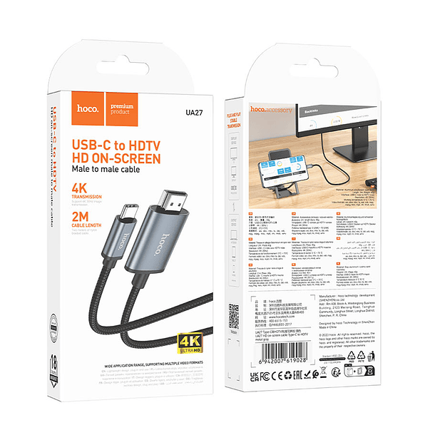 Cable de imagen USB-C A HDMI 4K 2M HOCO UA27  3