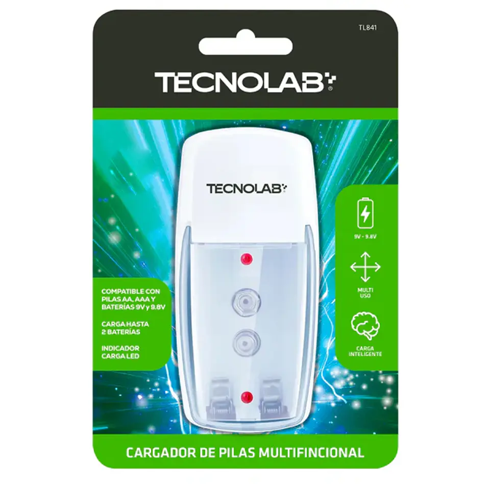 Cargador de pilas AA, AAA Y 9V  TECNOLAB TL841  1