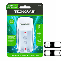 Cargador de pilas AA, AAA Y 9V con 2 pilas AAA TECNOLAB TL842 