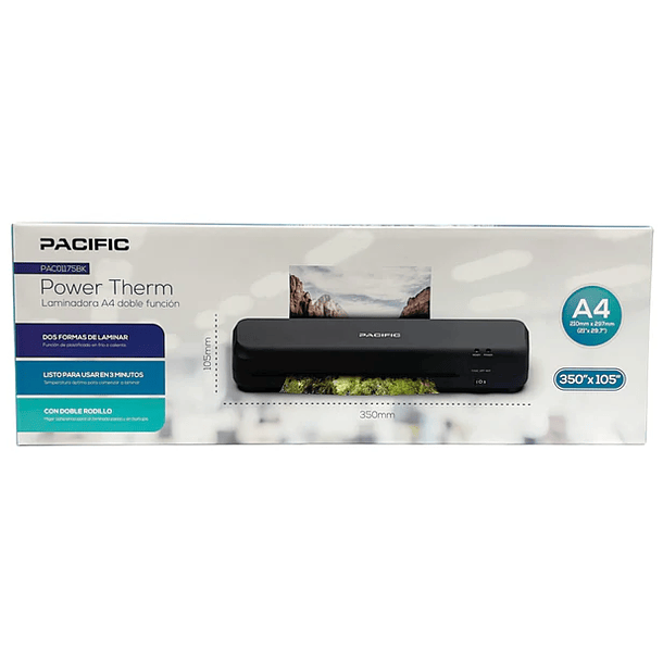 Laminadora Pacific A4 350X105X55MM doble funcion frio o caliente Negro  2