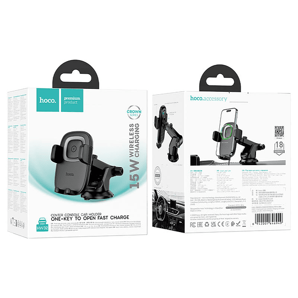 Soporte para vehiculo cargador de 15W HOCO HW32  4