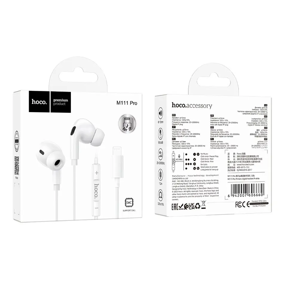 Audífono con cable manos libres HOCO M111 pro iphone  2