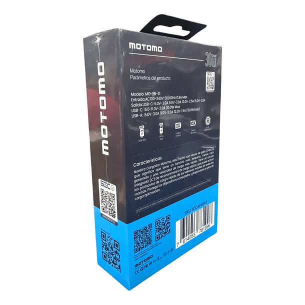Cargador motomo dual USB-C + Cable tipo c a lightning 30W YN-31  3