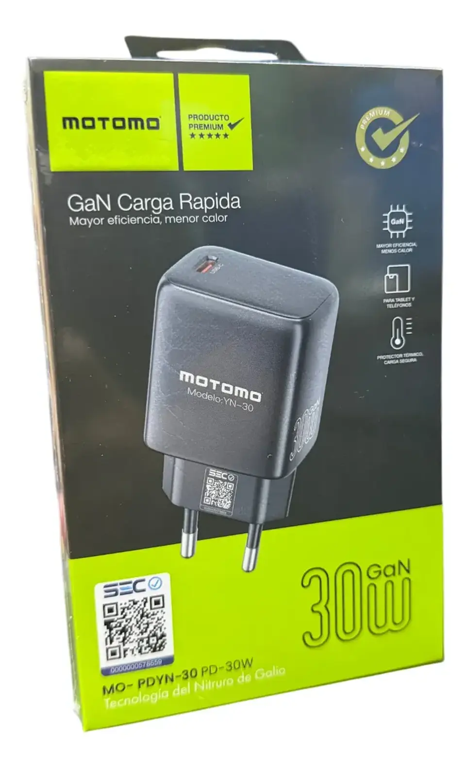 Cargador USB-C sin cable motomo YN-30 30W Negro  2
