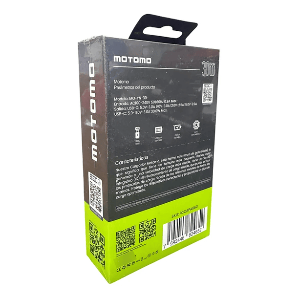 Cargador USB-C sin cable motomo YN-30 30W Negro  3