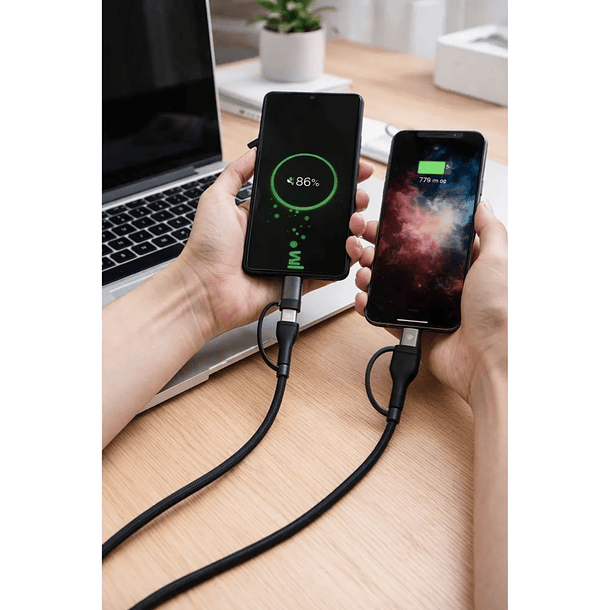 Cable de carga y datos 1MT Motomo trenzado 4 en 1 PDU-4IN1 100W  2