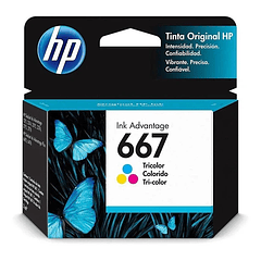 Tinta HP 667 tricolor cartucho original 