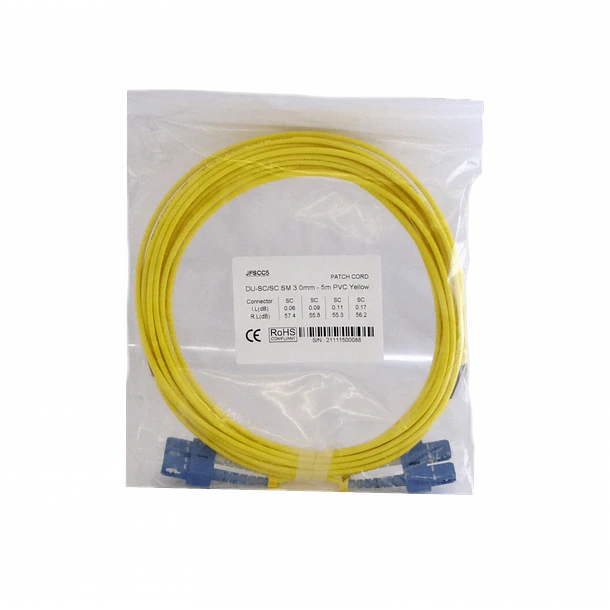 SC-SC MonoModo SM Duplex Jumper Cable Fibra 3.0mm 9/125 3
