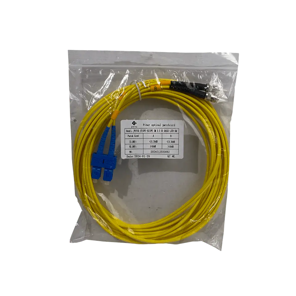 5mt ST/UPC-SC/UPC MonoModo SM Duplex Jumper Cable Fibra 9/125um 3mm  3