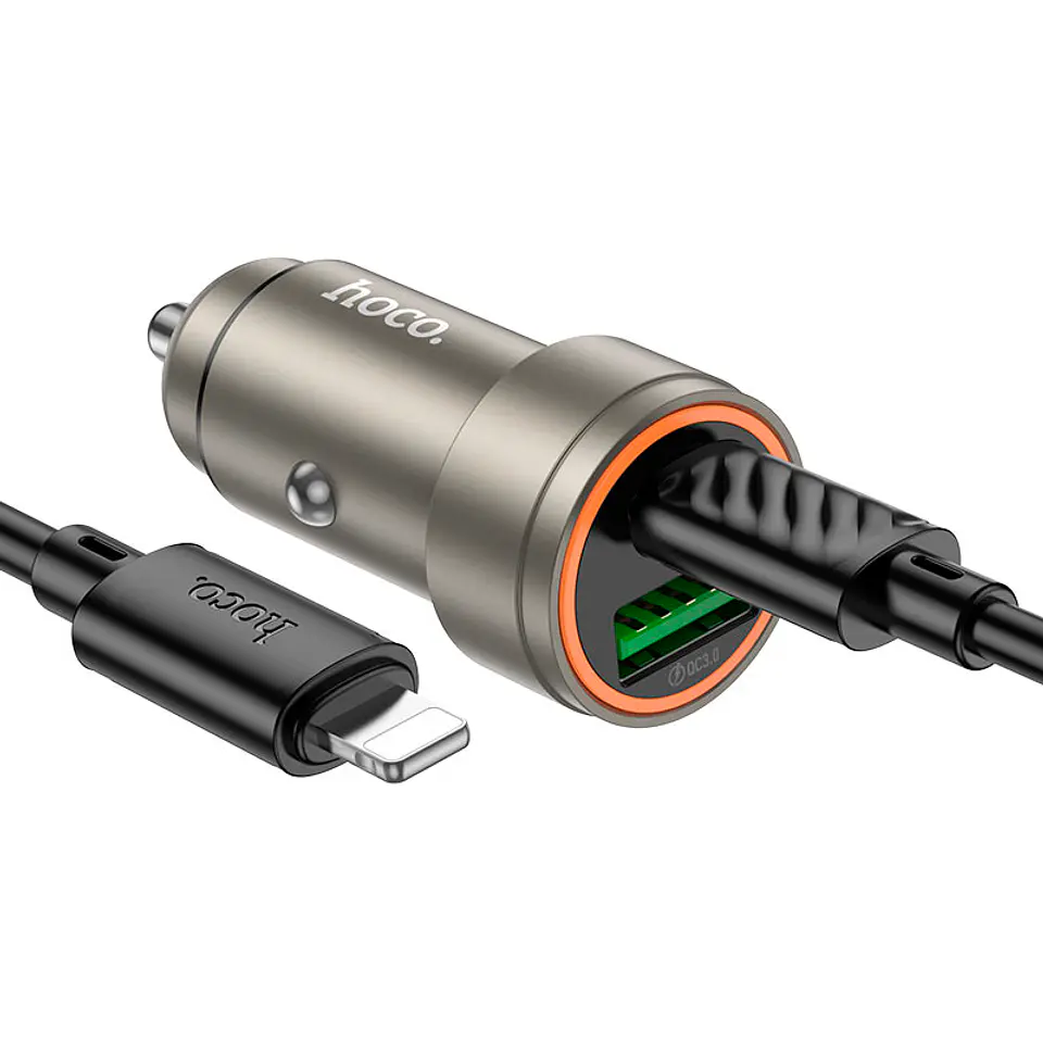Cargador para automovil 30W con cable tipo c a lightning HOCO Z57A  1