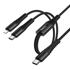 Cable de carga y datos X123 Tipo c a tipo c + lightning trenzado 1m