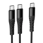 Cable de carga y datos X123 Tipo c a tipo c + c trenzado 1m 2