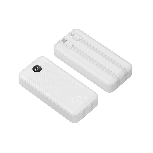 Powerbank 20.000 mah 22.5w incluye dos cables iphone y Usb C DUAL IMPUT Blanco  2