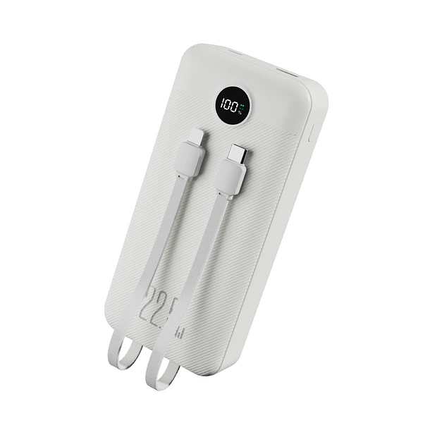 Powerbank 20.000 mah 22.5w incluye dos cables iphone y Usb C DUAL IMPUT Blanco  1