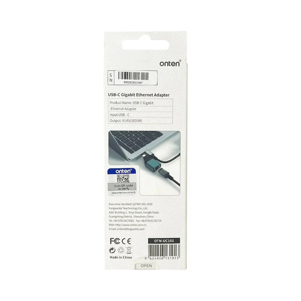 Adaptador tipo c a RJ45 ethernet Gigabyte ONTEN  5