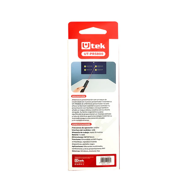 Presentador inalambrico y puntero laser utek UT-PR5800  7
